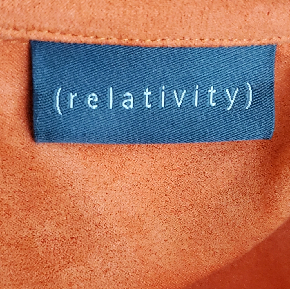 Relativity Faux Suede Button Down Top Size Small - image 5